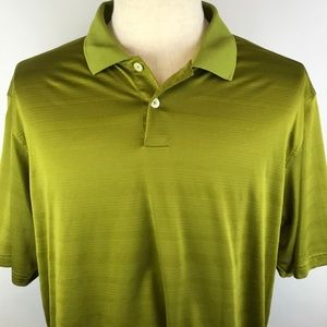 Adidas Bright Green Striped ClimaCool Golf Polo XL